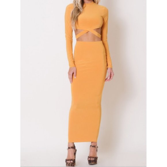 Two-Piece Mango Crop Top / Long Skirt Set - Picture 1 of 1